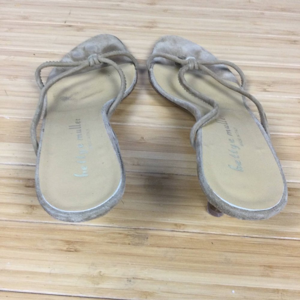 Bettye Muller Cream Suede Slide Sandals 40 - Picture 5 of 10